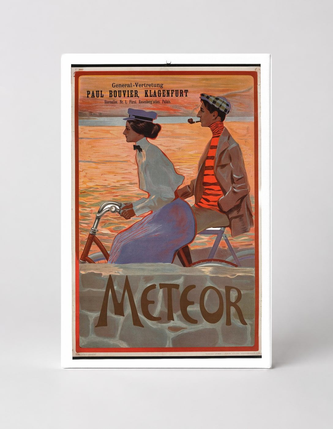 Meteor Bicycle 1900s - Belle Époque Vintage Poster Canvas Wall Art
