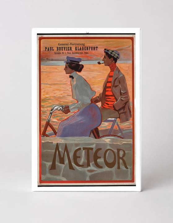 Meteor Bicycle 1900s - Belle Époque Vintage Poster Canvas Wall Art