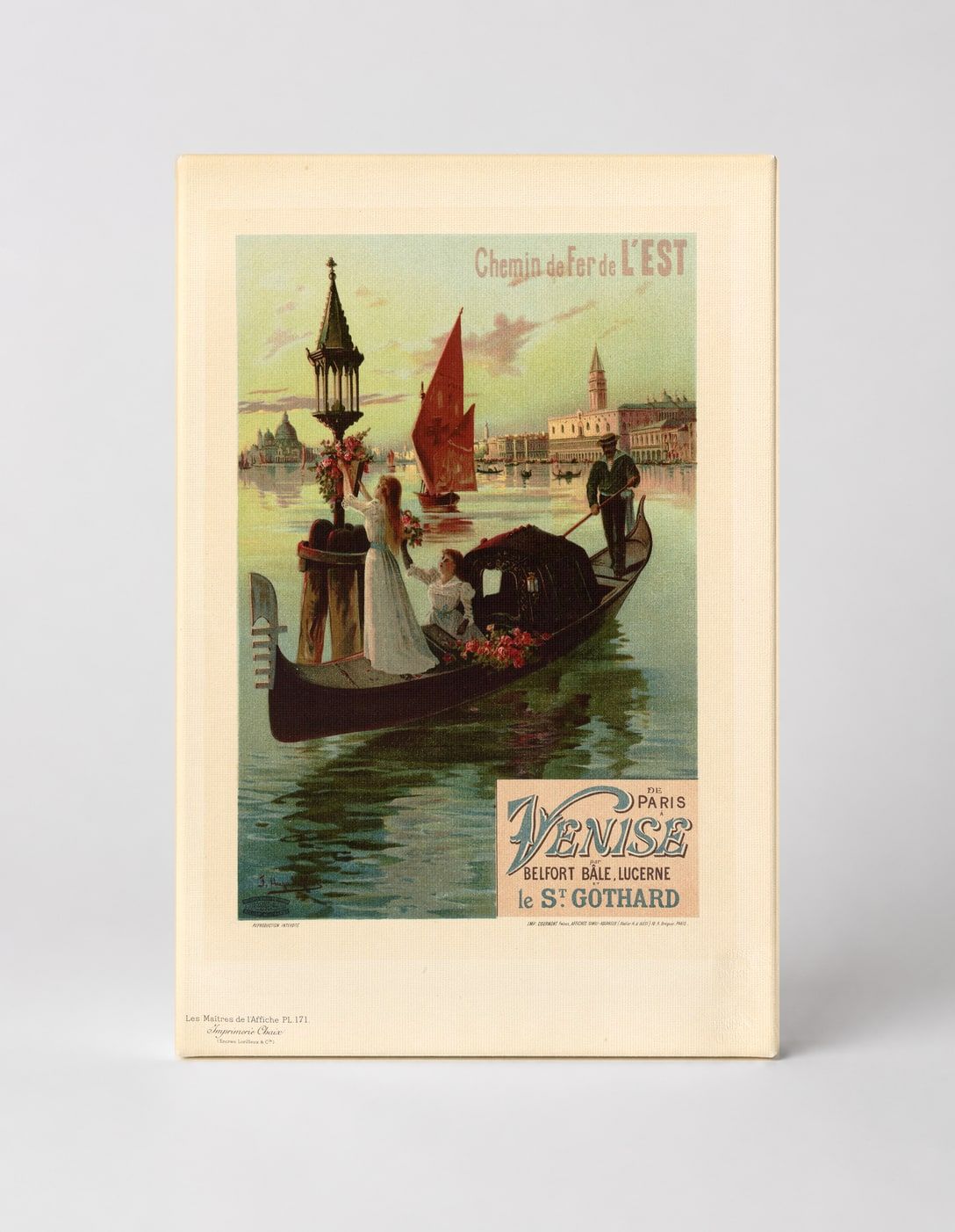 Paris à Venise 1890s Chemin de Fer de l'Est Vintage Travel Poster Canvas Wall Art