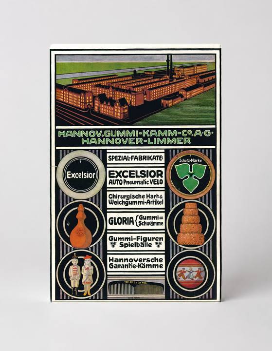 Hannover Gummi-Kamm Co. 1910s German Industrial Vintage Poster Wall Art