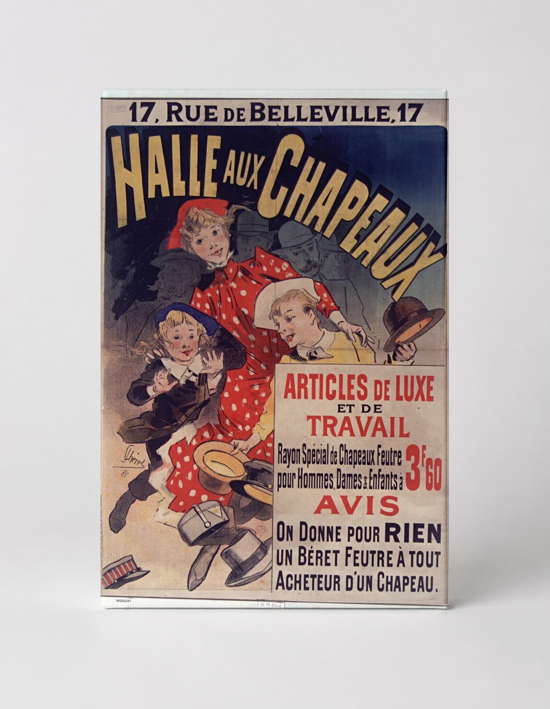 Halle aux Chapeaux 1890s French Hat Shop Vintage Poster Wall Art