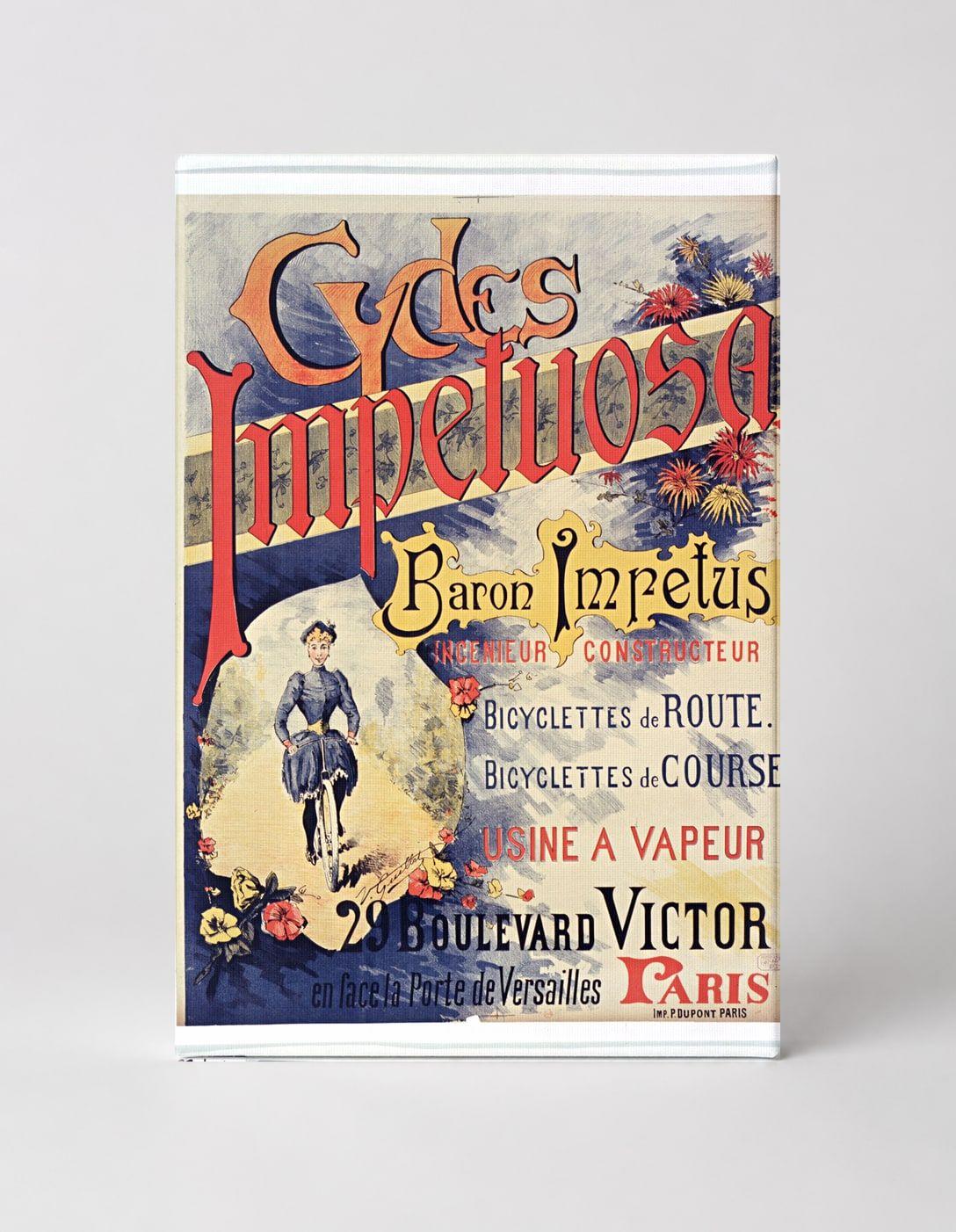 Cycles Impetuosa 1890s French Bicycle Advertising Vintage Poster Wall Art