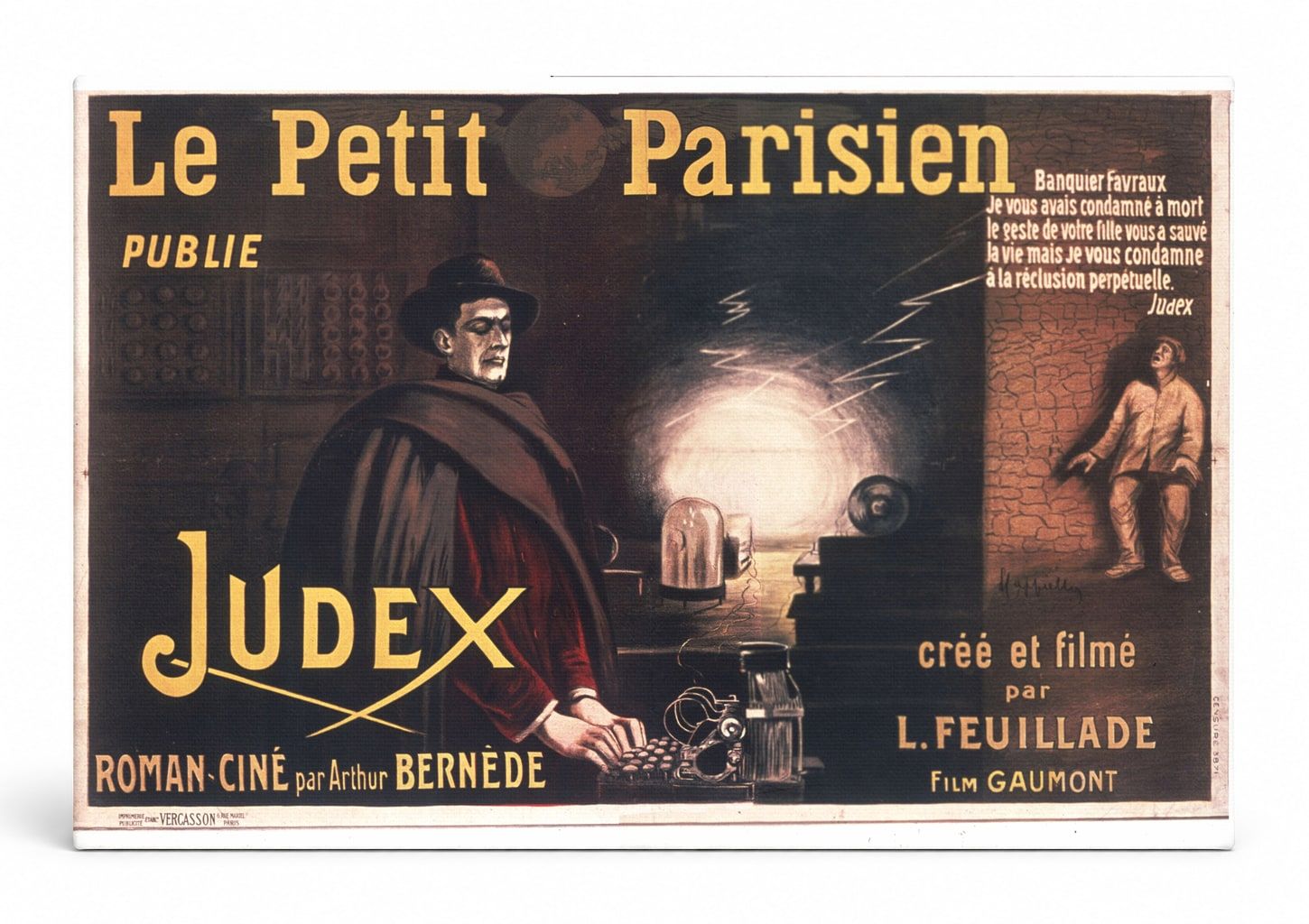 Judex 1916 Le Petit Parisien - French Silent Film Vintage Poster Wall Art