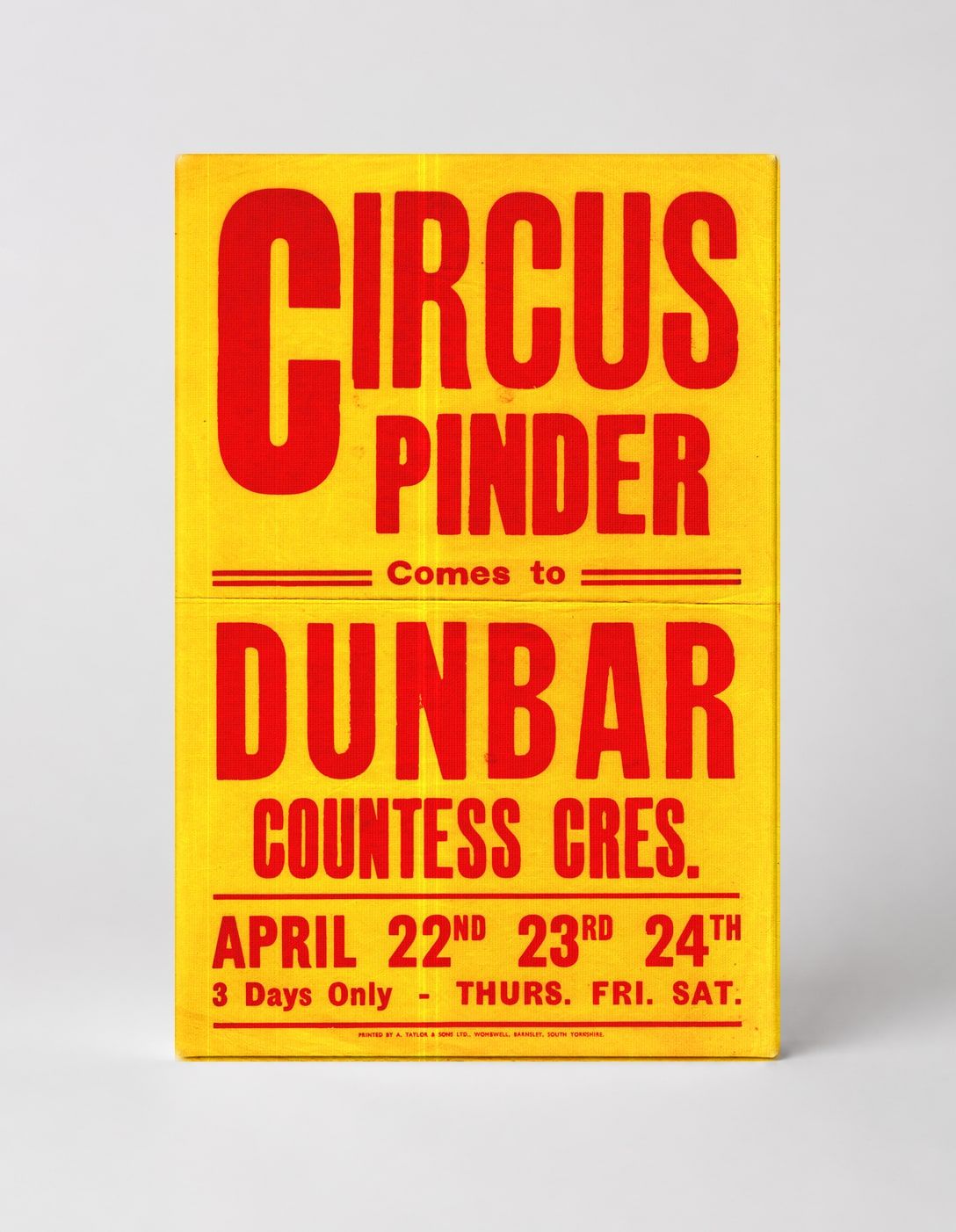 Circus Pinder Dunbar 1960s - Vintage Circus Advertising Poster Canvas Wall Art
