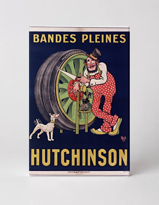 Bandes Pleines Hutchinson 1900s - Vintage French Tire Advertising Poster Canvas Wall Art