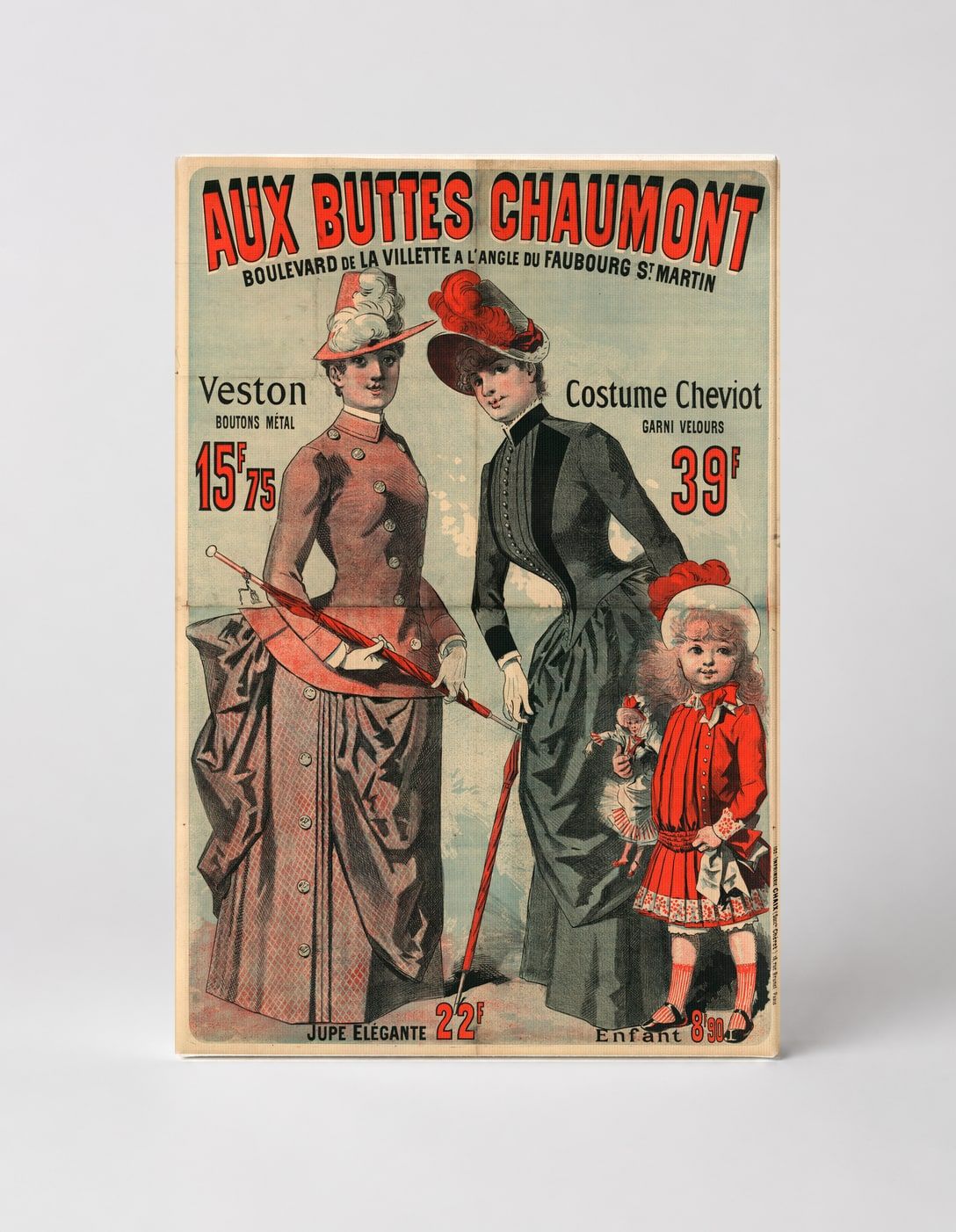 Aux Buttes Chaumont 1890s French Fashion Catalog Vintage Poster Wall Art
