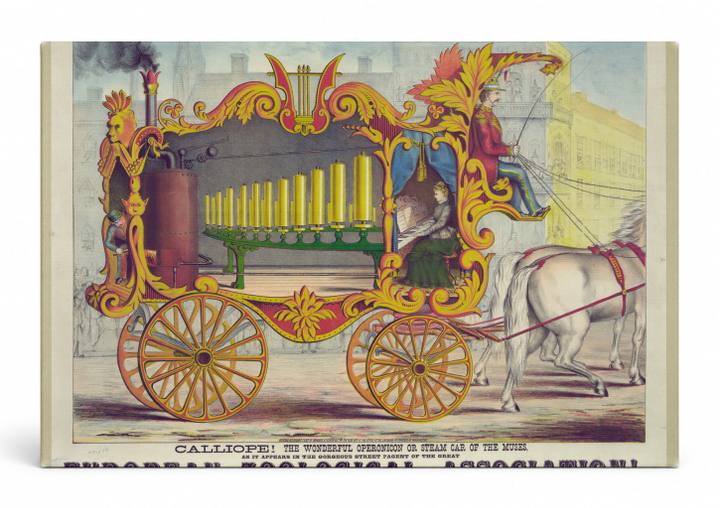 Calliope Steam Car European Zoological Association 1870s Vintage Circus Poster Wall Art