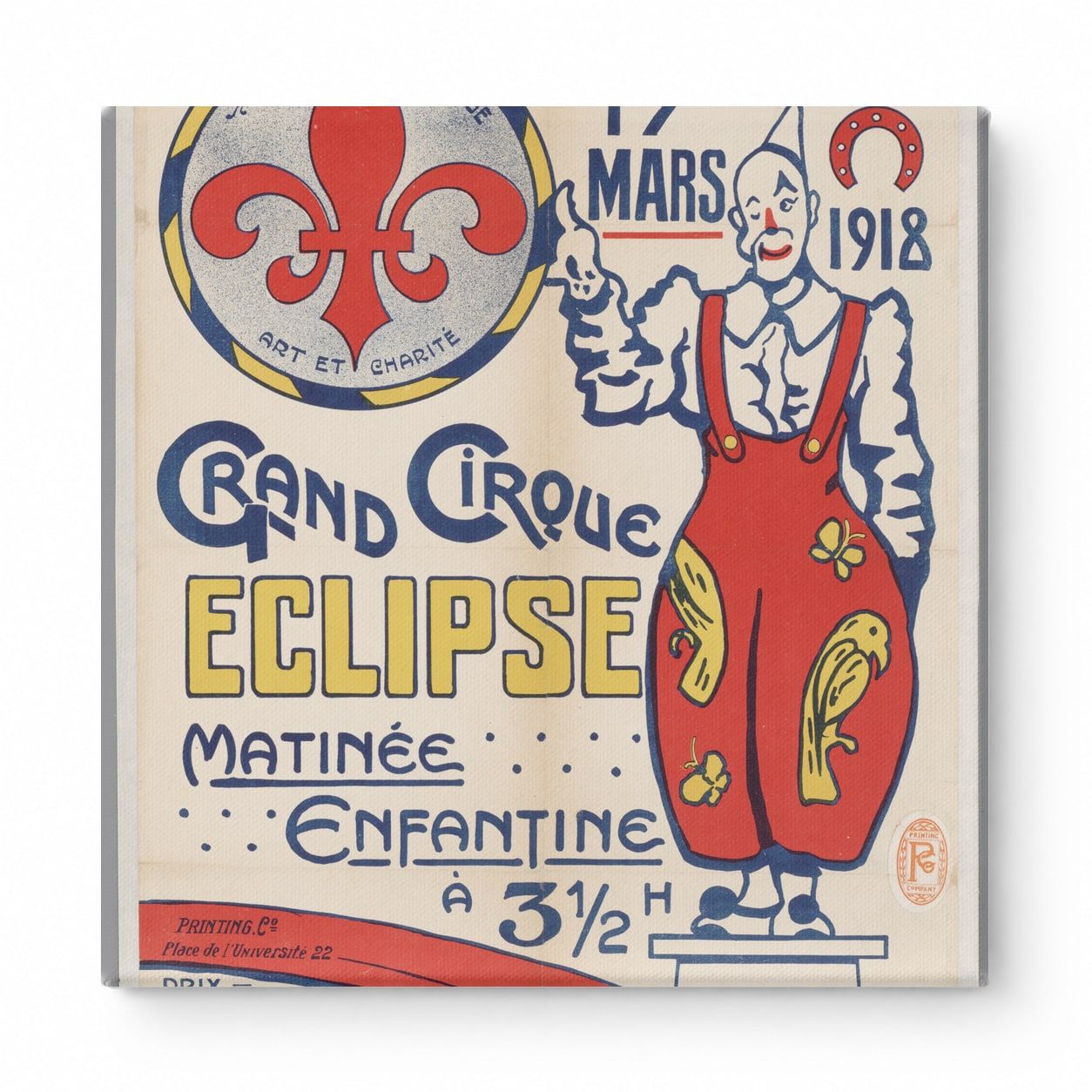 Grand Cirque Eclipse 1918 French Circus Vintage Poster Canvas Wall Art