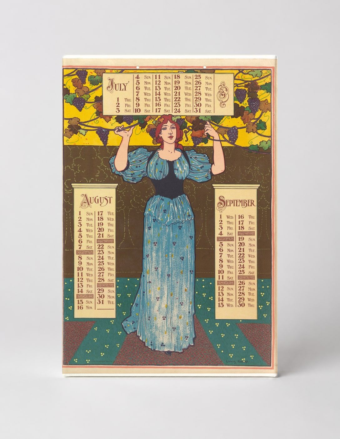 July August September 1890s Art Nouveau Calendar Poster - Vintage Wall Art