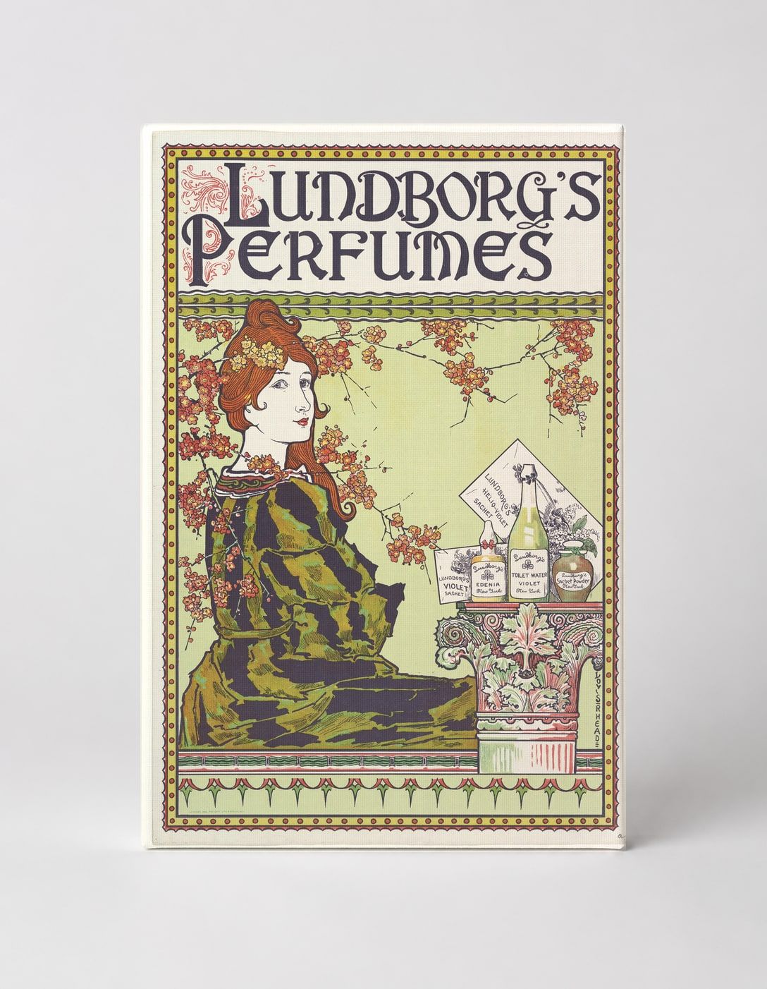 Lundborg's Perfumes 1891 - Art Nouveau Vintage Advertising Poster Wall Art