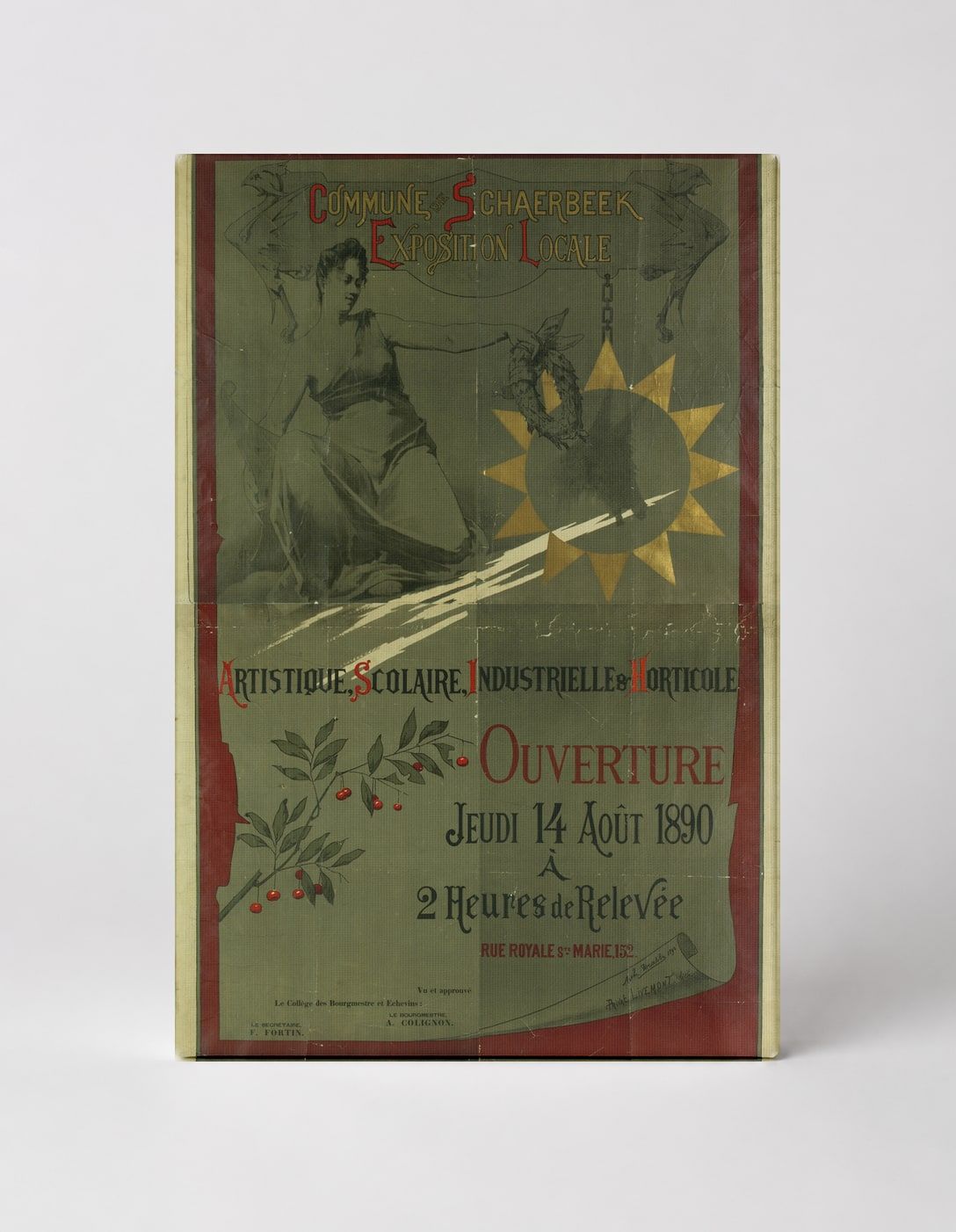 Commune Schaerbeek Exposition 1890 - Belgian Belle Époque Vintage Poster Wall Art