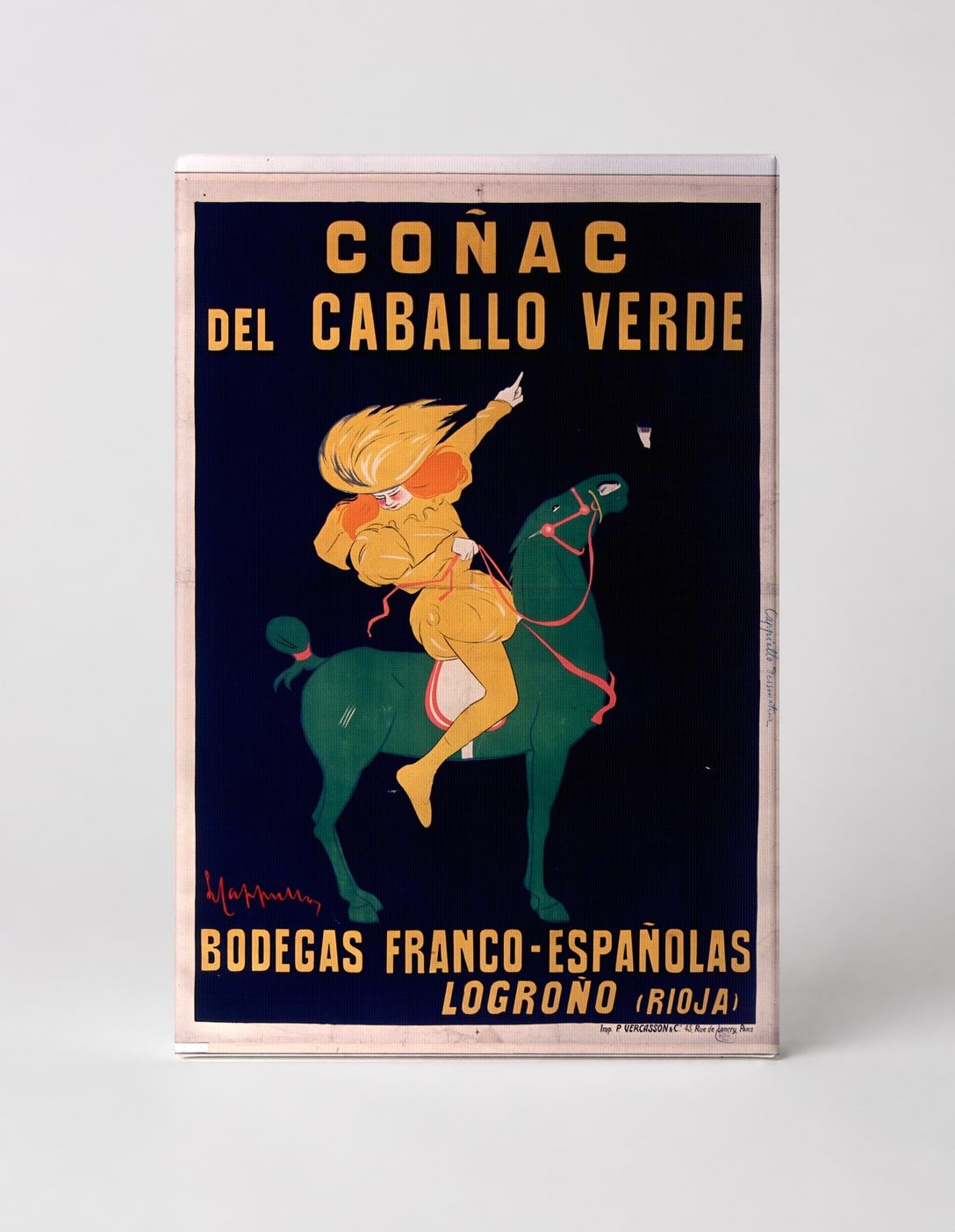 Coñac del Caballo Verde 1900s - Vintage Spanish Brandy Advertising Poster Wall Art
