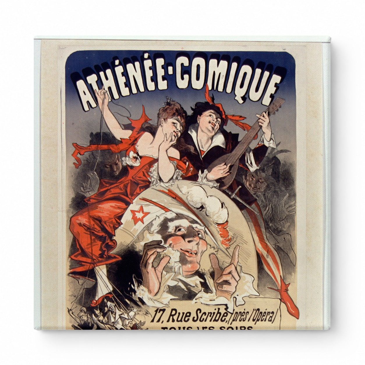 Athénée Comique 1890s French Theatre Vintage Poster Canvas Wall Art