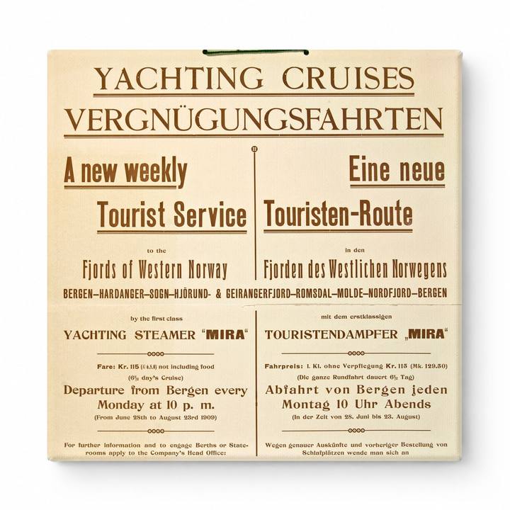 Yachting Cruises Mira 1909 - Norwegian Fjords Vintage Travel Poster Wall Art