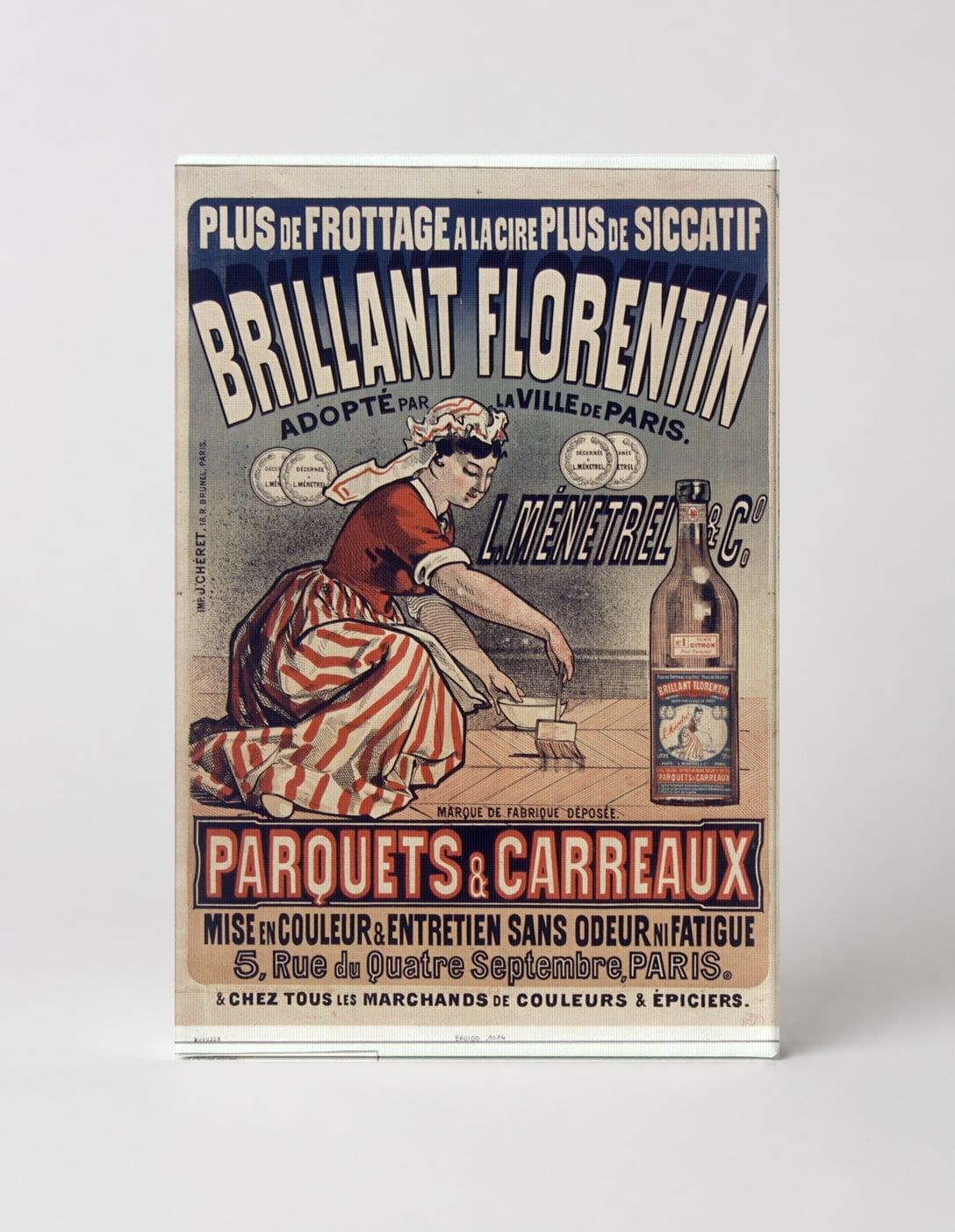 Brillant Florentin 1890s French Floor Polish Vintage Poster Wall Art