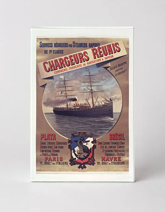 Chargeurs Réunis French Steamship Line 1890s Vintage Travel Poster Canvas Wall Art