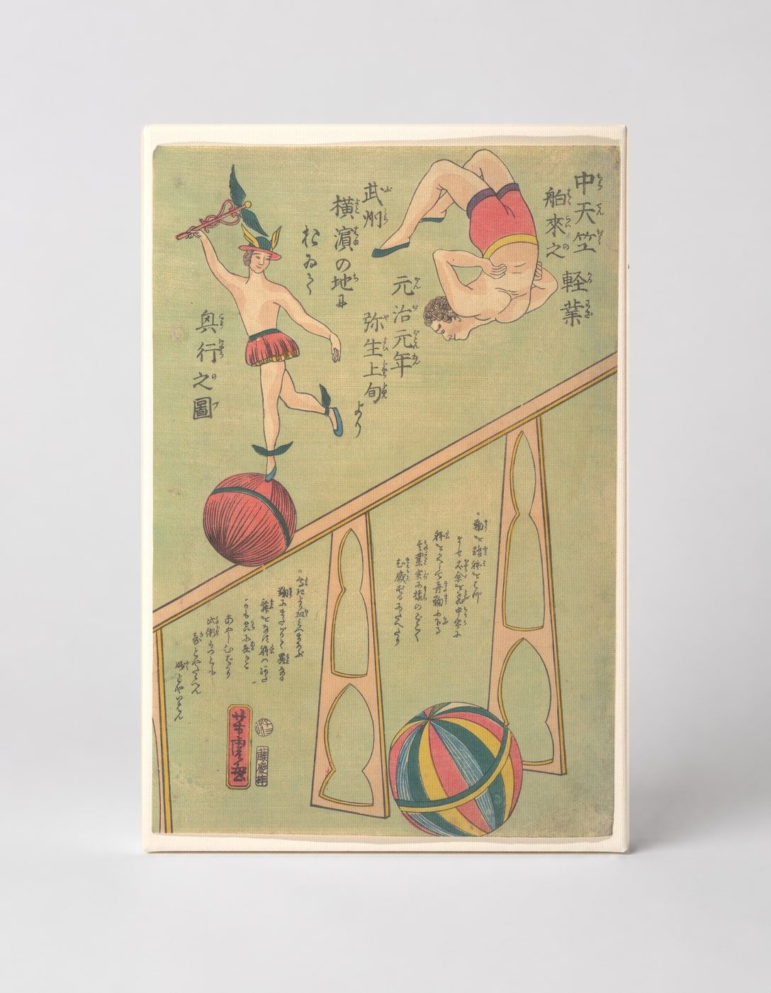 Japanese Acrobats Circus Art 1868 - Meiji Era Vintage Woodblock Poster Wall Art