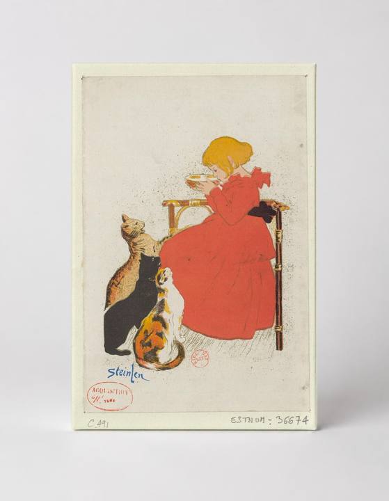 Steinlen Girl with Cats 1890s - Belle Époque Vintage Poster Wall Art