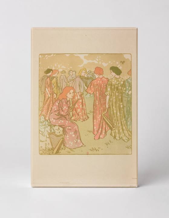 Women in a Garden 1890s - Art Nouveau Vintage Lithograph Poster Wall Art