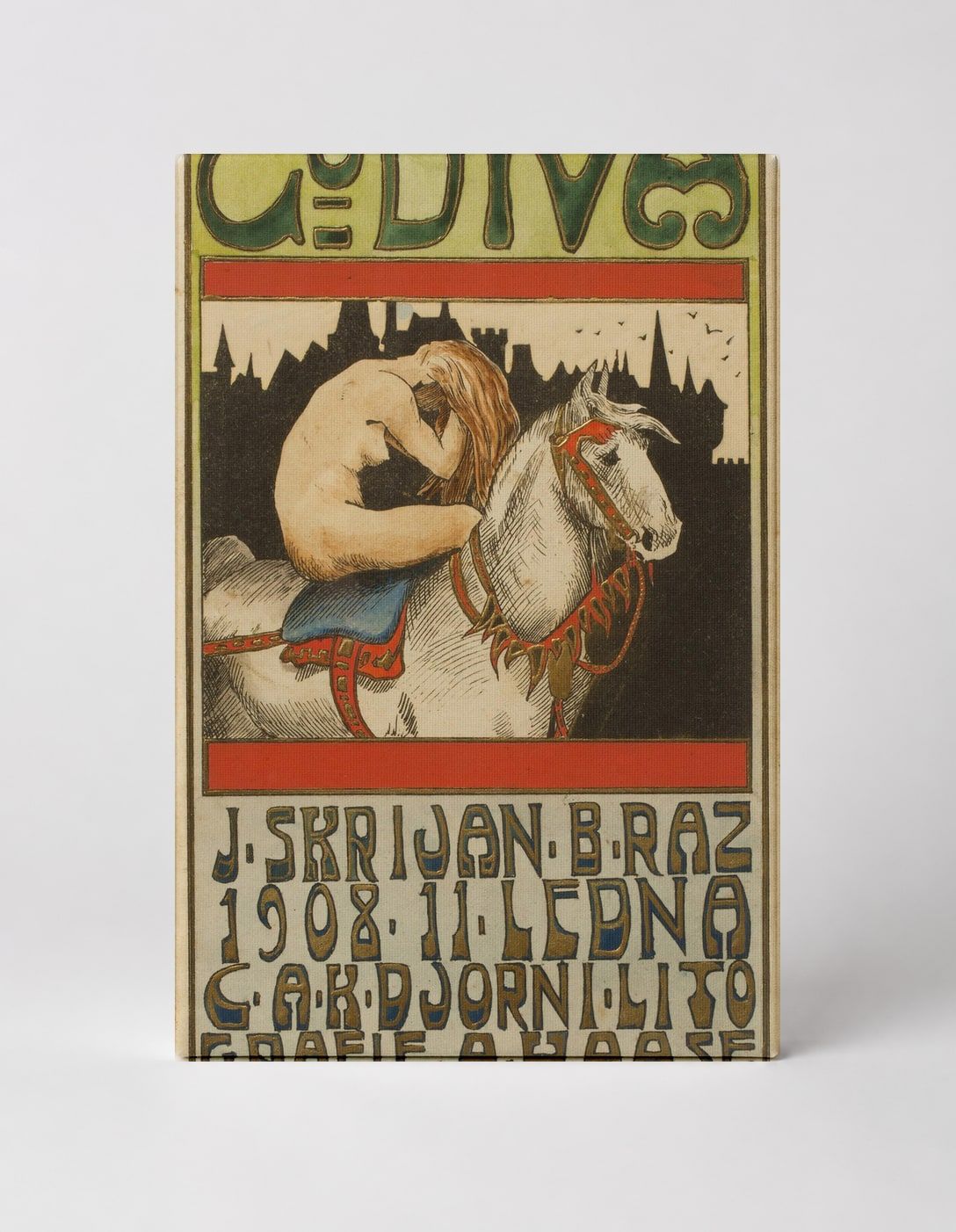 Godiva 1908 Czech Art Nouveau Lithograph Vintage Poster Wall Art