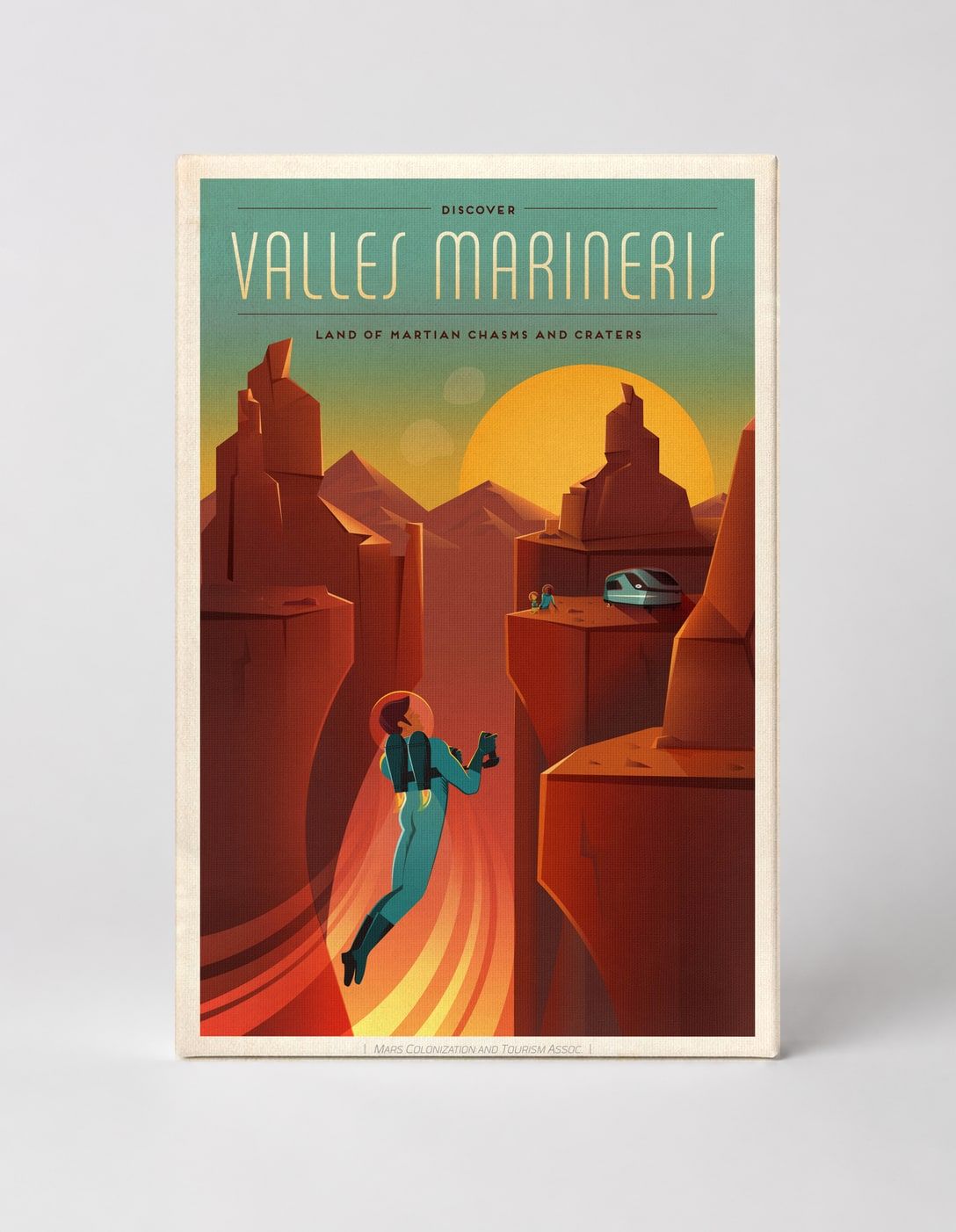 Valles Marineris Mars Travel Vintage Retro Space Poster Canvas Wall Art