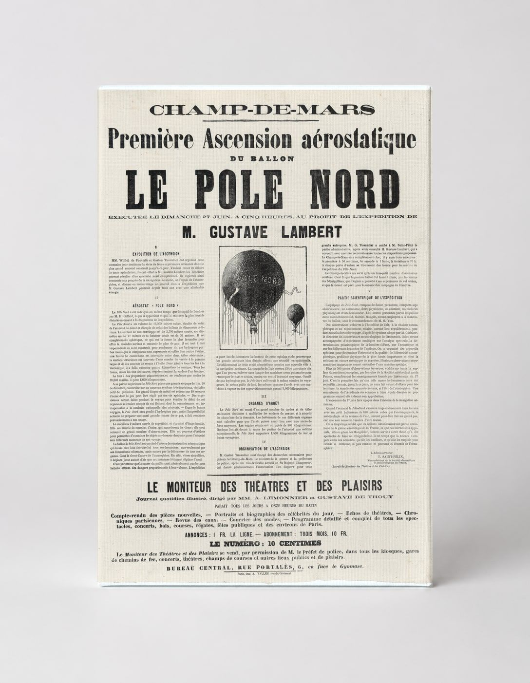 Le Pole Nord Balloon 1870s French Aeronautic Vintage Poster Wall Art