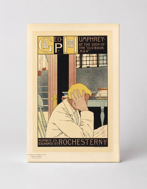 Geo P Humphrey Old Book Man 1890s - Vintage Bookshop Advertising Poster Wall Art