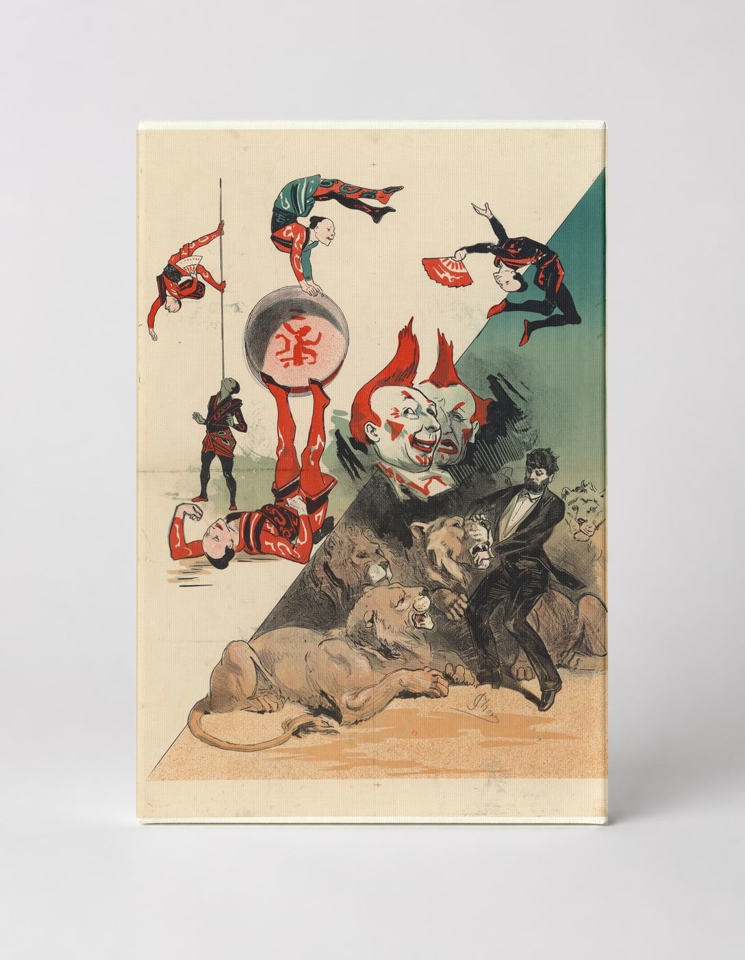 Victorian Circus Acts 1890s - Acrobats Clown Lions Vintage Poster Wall Art