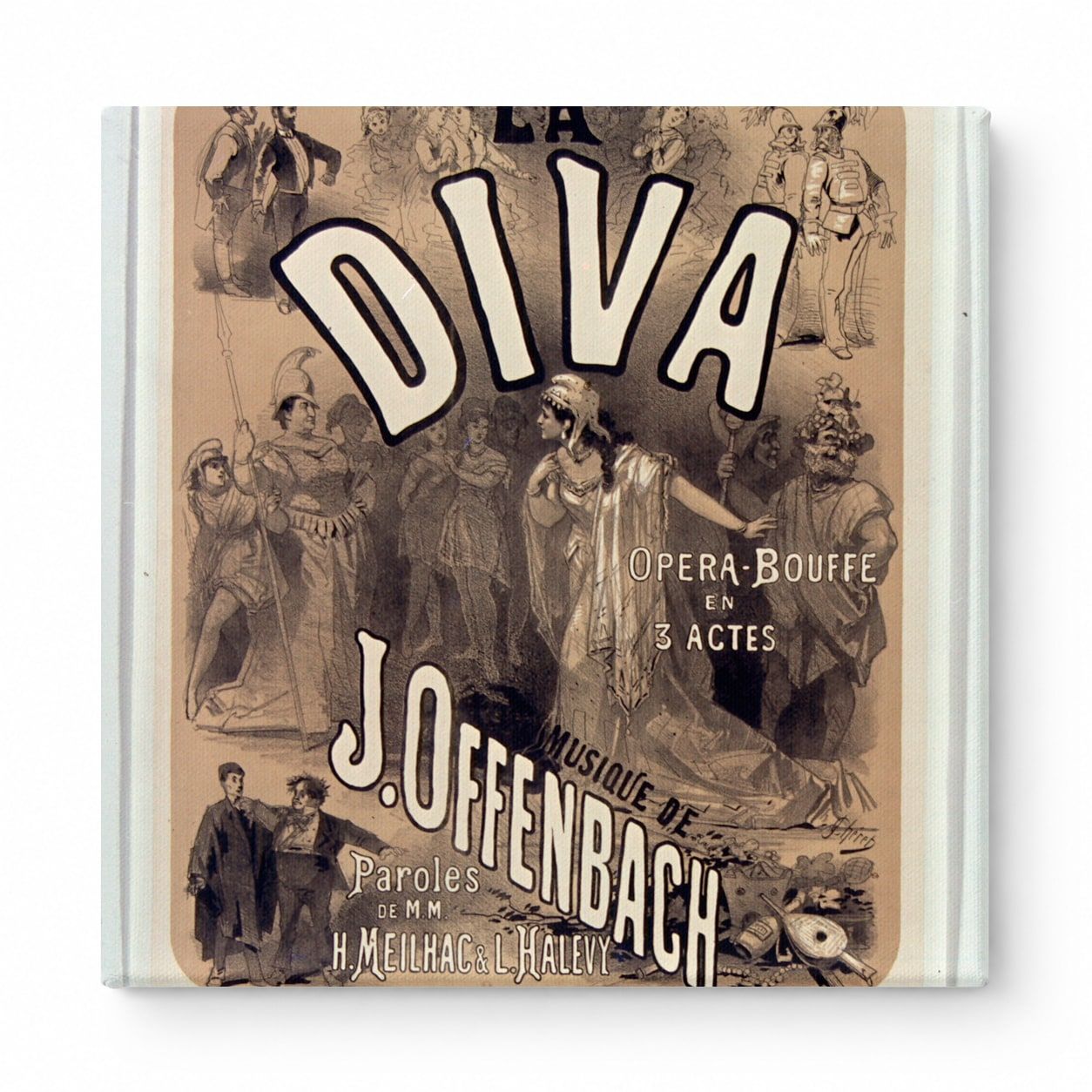 La Diva 1869 Offenbach Opera-Bouffe Bouffes Parisiens Vintage Poster Canvas Wall Art