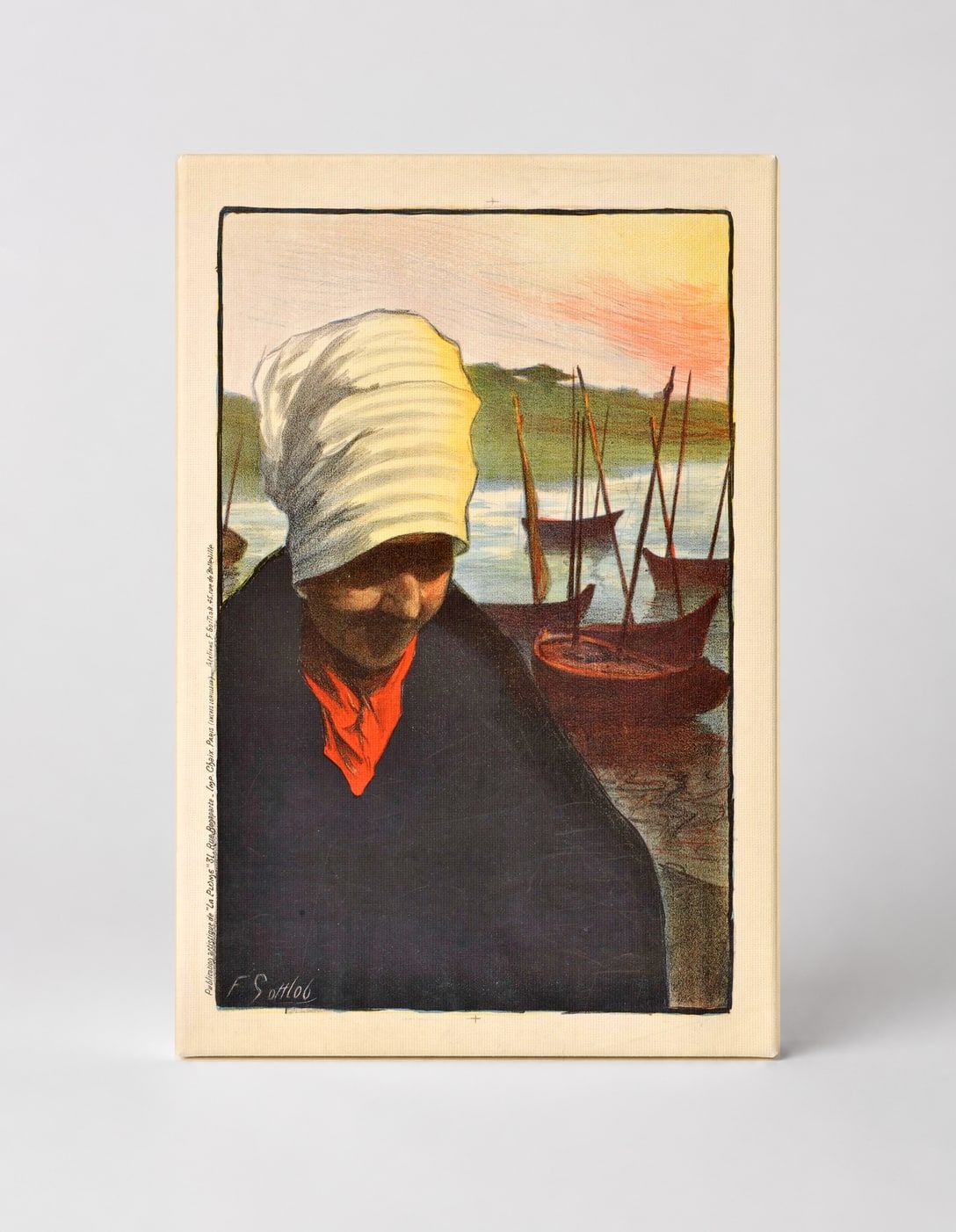 Breton Fisherwoman at Harbor 1890s - Symbolist Vintage Poster Canvas Wall Art