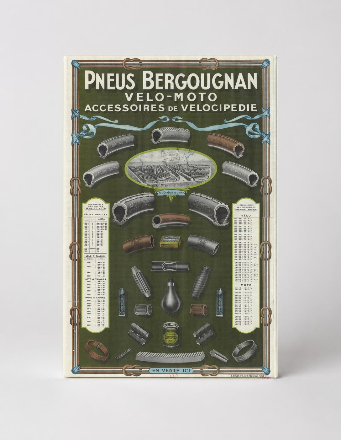 Pneus Bergougnan Vélo-Moto 1900s - Vintage French Bicycle Tire Advertising Poster Wall Art