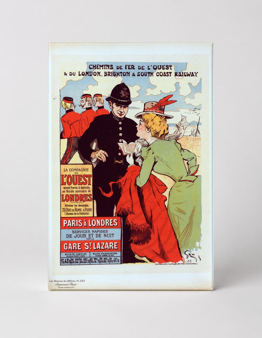 Paris à Londres 1890s French Railway - Belle Époque Vintage Poster Wall Art