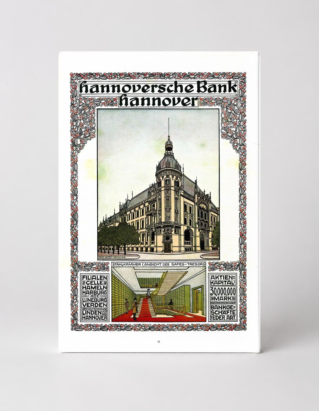 Hannoversche Bank Hannover 1900s - Vintage German Architecture Poster Wall Art