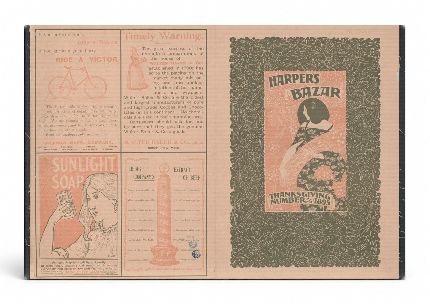 Harper's Bazar Thanksgiving 1895 - Victorian Magazine Cover Vintage Poster Wall Art
