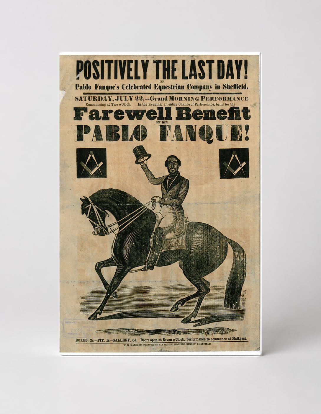 Pablo Fanque's Farewell Benefit 1843 - Victorian Circus Vintage Poster Wall Art