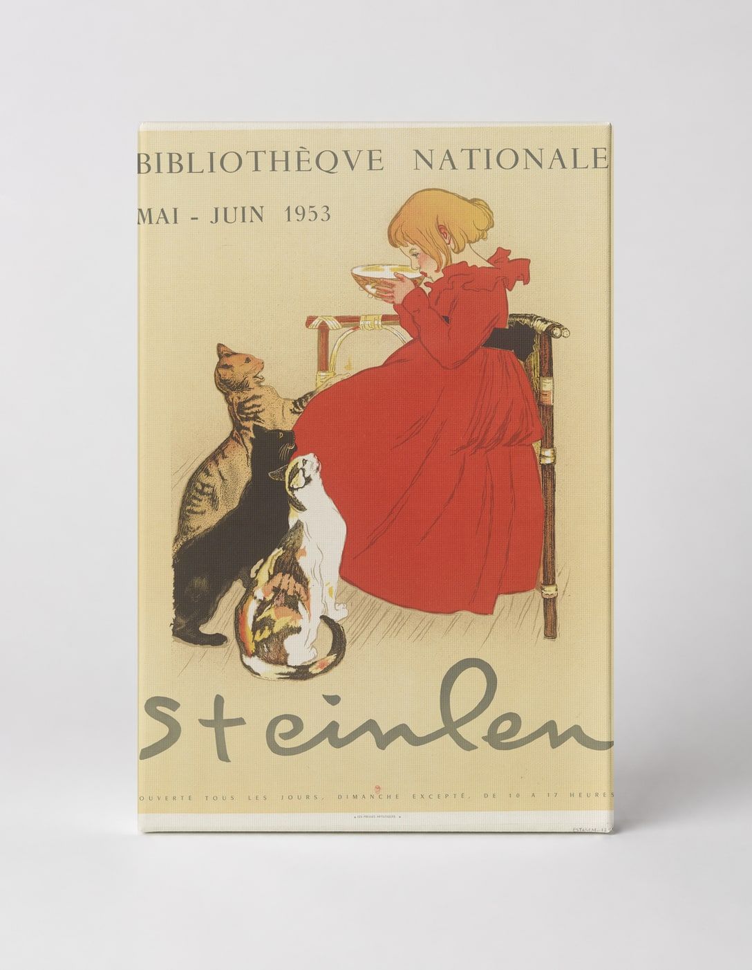 Steinlen Bibliothèque Nationale 1953 - Vintage French Exhibition Poster Canvas Wall Art