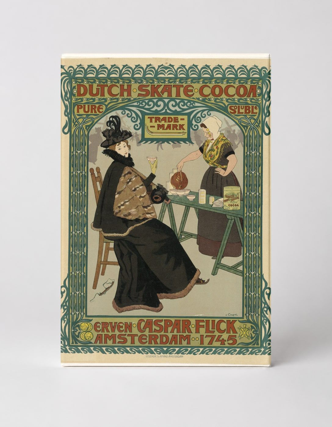 Dutch Skate Cocoa 1895 - Art Nouveau Vintage Advertising Poster Wall Art
