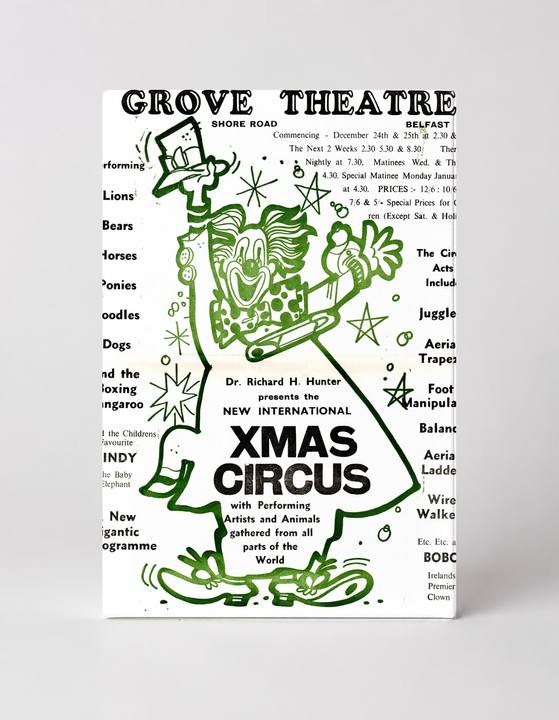Grove Theatre Xmas Circus Belfast 1950s - Vintage Advertising Poster Wall Art