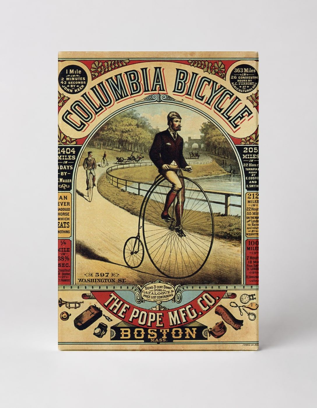 Columbia Bicycle 1880s Pope Mfg Co - Victorian Advertising Vintage Poster Wall Art