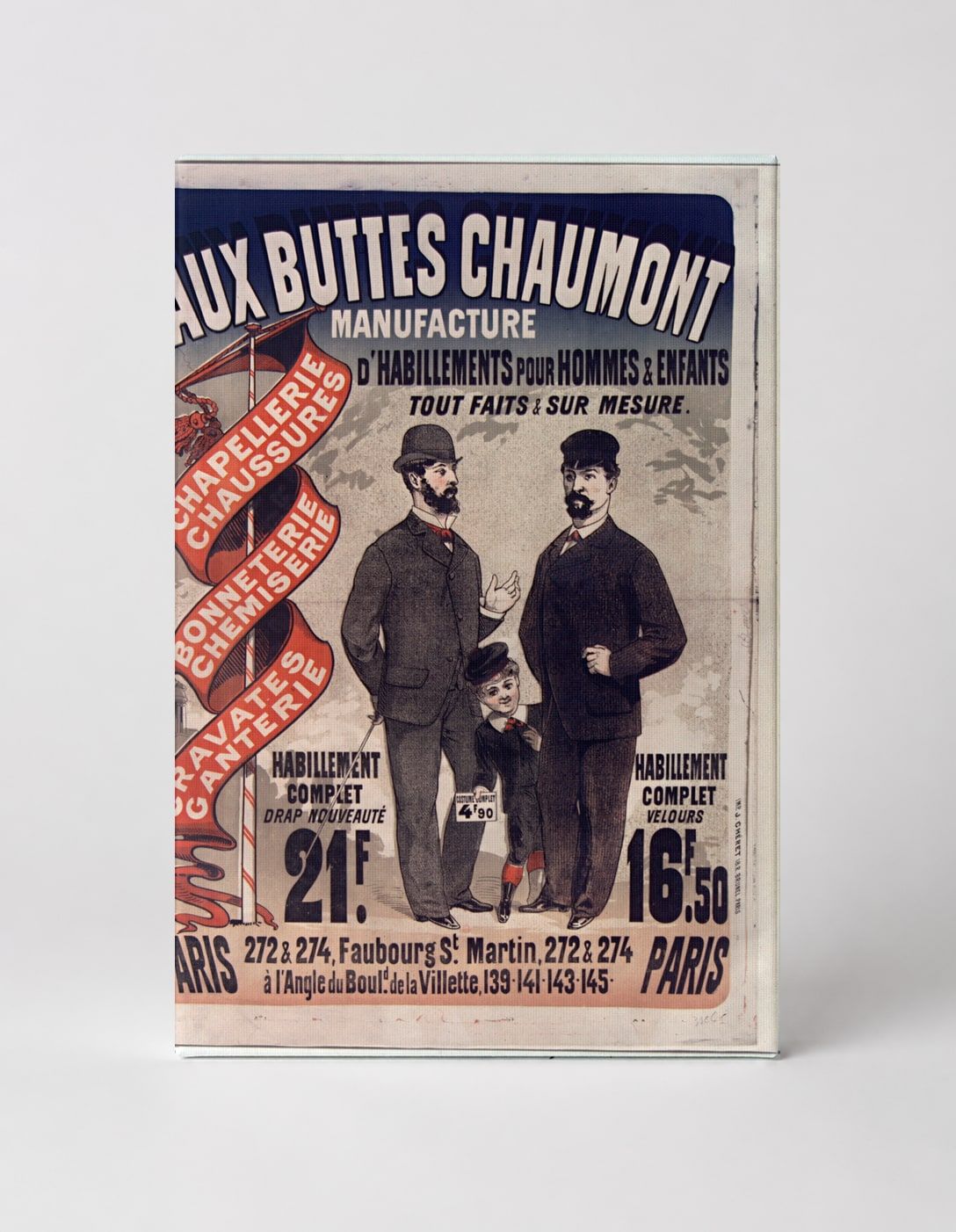 Aux Buttes Chaumont 1890s French Menswear Vintage Poster Wall Art