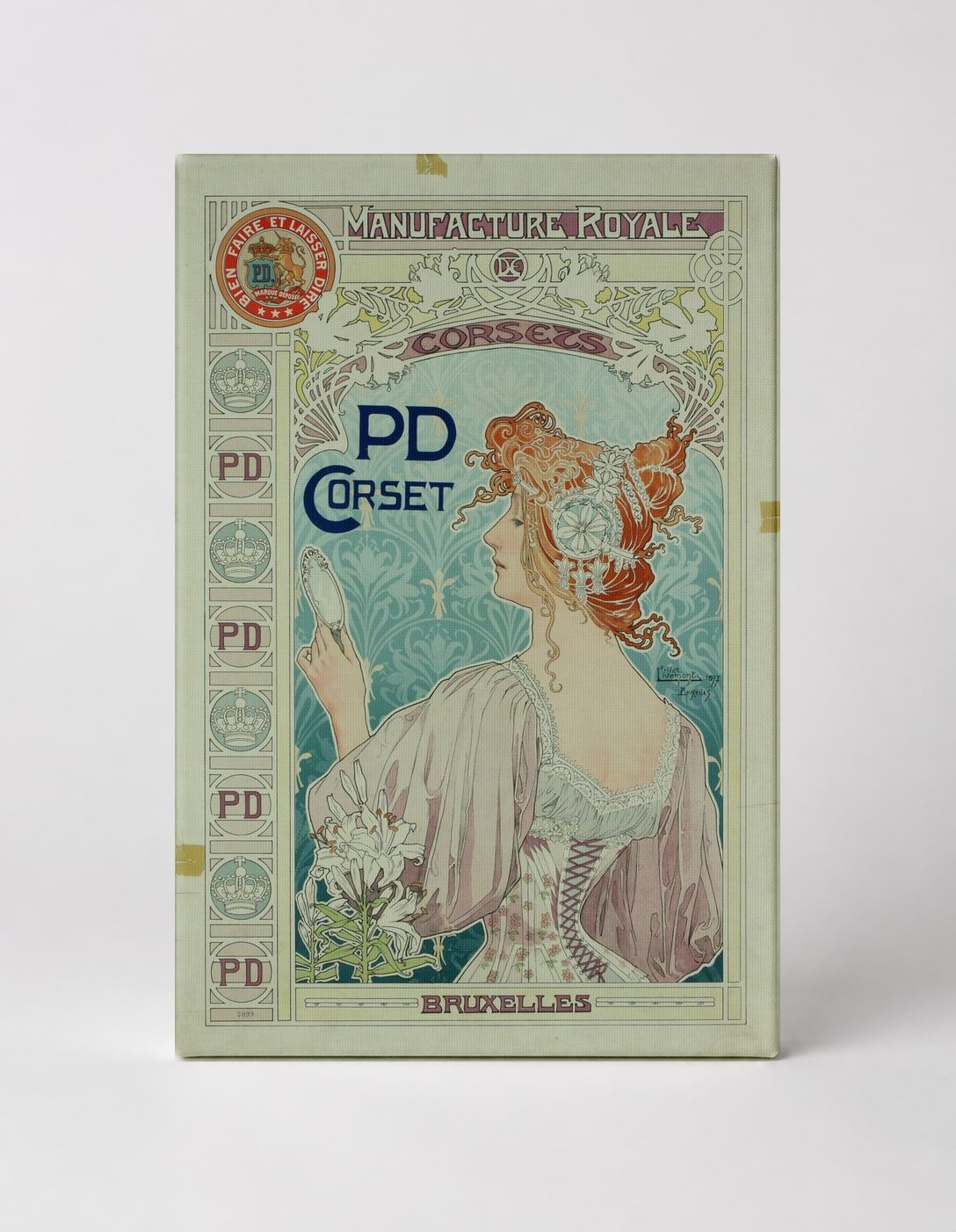 PD Corset Manufacture Royale Bruxelles 1900 - Art Nouveau Vintage Poster Wall Art