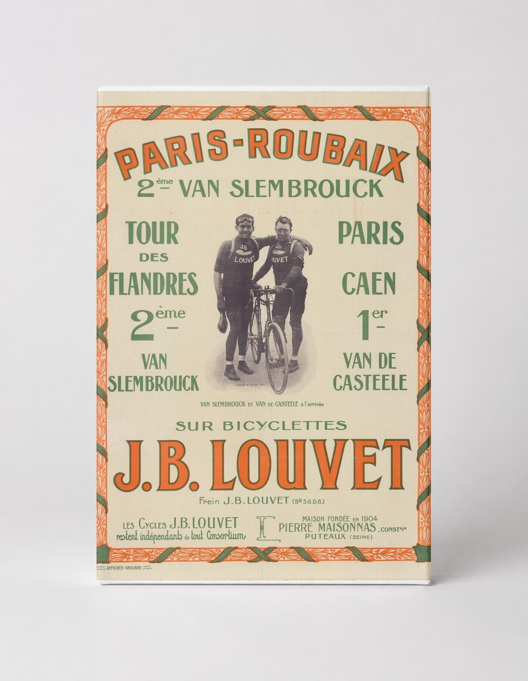 Paris-Roubaix 1900s J.B. Louvet Bicycles - Vintage Cycling Poster Wall Art