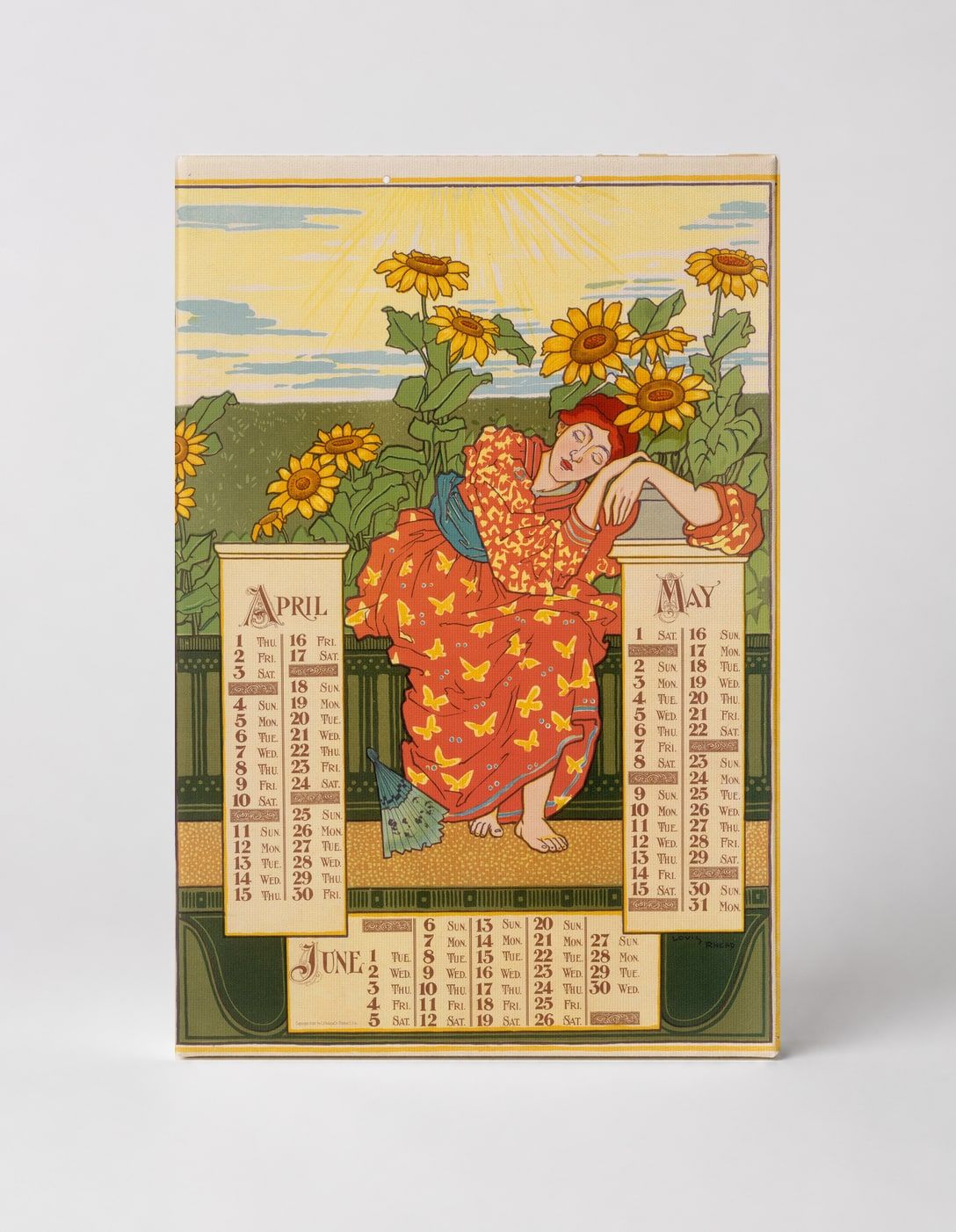 Spring Calendar 1895 - Art Nouveau Vintage Poster Canvas Wall Art