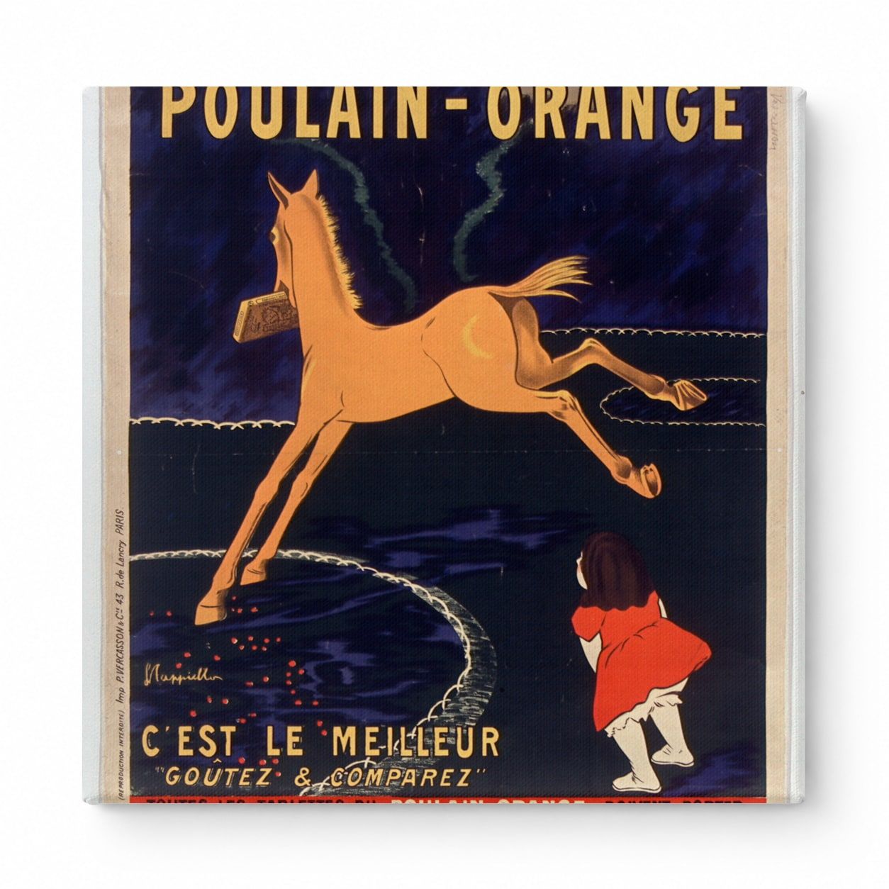 Poulain Orange Chocolate Vintage French Advertising Poster Canvas Wall Art