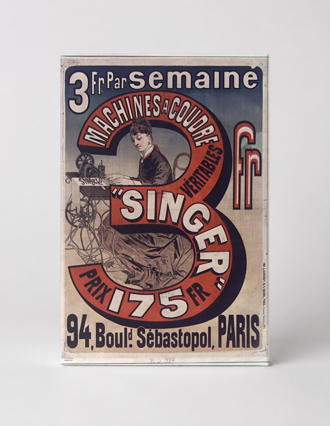 Singer Sewing Machine 1890s French Vintage Advertising Poster Canvas Wall Art