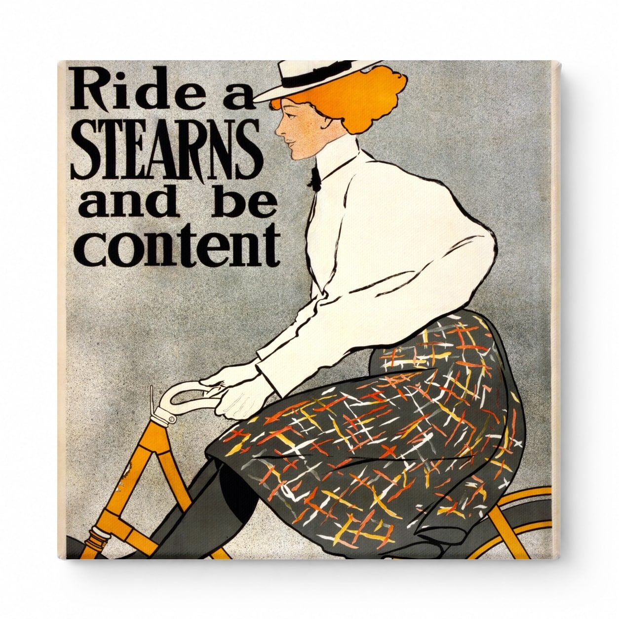 Ride a Stearns and Be Content 1896 - Vintage Bicycle Poster Canvas Wall Art
