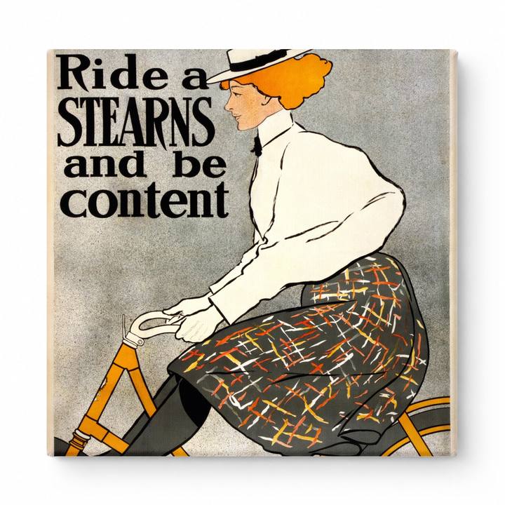 Ride a Stearns and Be Content 1896 - Vintage Bicycle Poster Canvas Wall Art