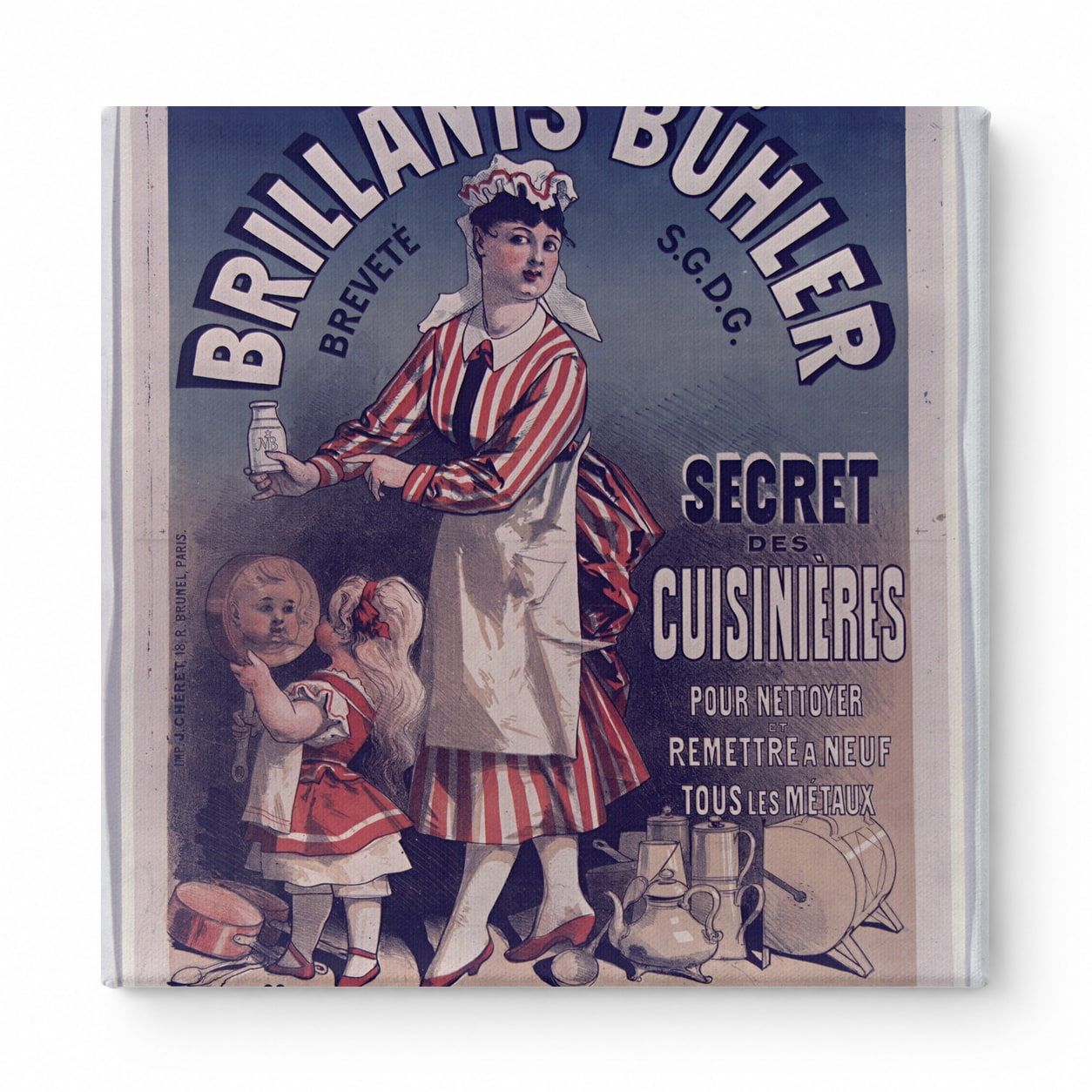 Brillants Bühler 1890s French Cleaning Product Vintage Advertising Poster Canvas Wall Art