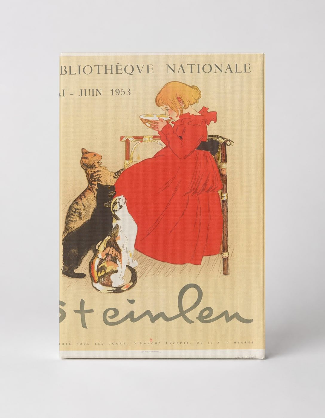 Steinlen Bibliothèque Nationale 1953 - Vintage French Exhibition Poster Canvas Wall Art