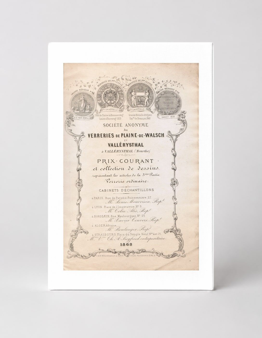 Verreries de Plaine-de-Walsch 1866 - French Glassworks Vintage Poster Wall Art